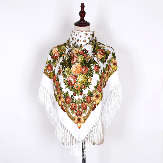 Pashmina Étnica con Flores Bordadas y Borlas - Image 6