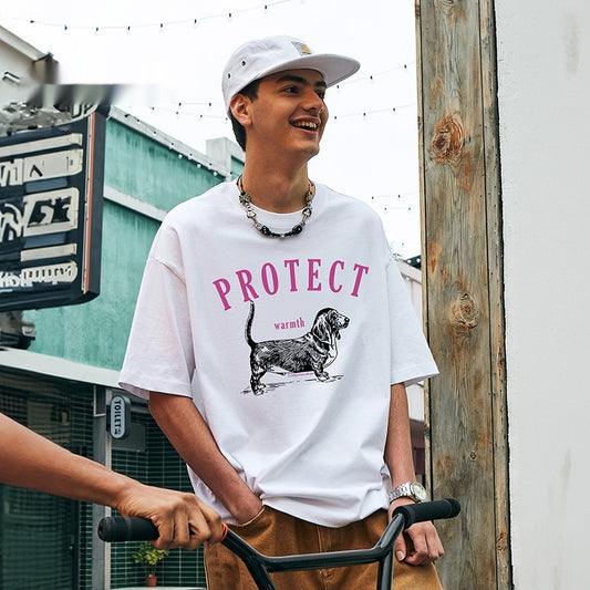 Camiseta Suelta Estampada con Diseño de Perro para Hombre - Image 2