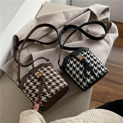 Bolso Bandolera Estilo Hong Kong Cuadros Houndstooth Vintage