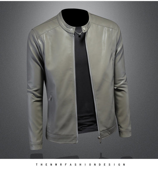 Chaqueta de Cuero Motociclista Slim Fit para Otoño Invierno - Image 7