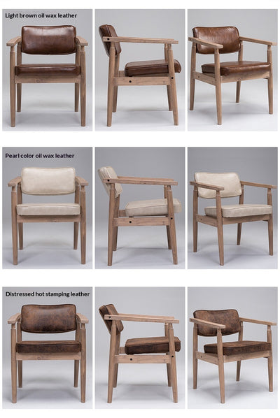 Silla Retro de Madera Maciza con Respaldo y Reposabrazos para Café - Image 30