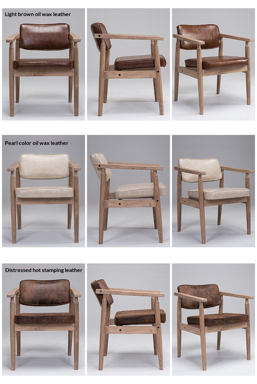 Silla Retro de Madera Maciza con Respaldo y Reposabrazos para Café - Image 30