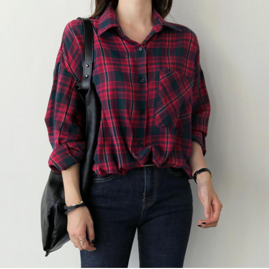Camisa Cuadriculada Holgada para Primavera
