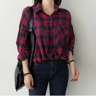 Camisa Cuadriculada Holgada para Primavera
