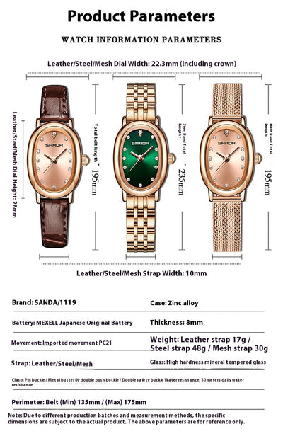 Reloj de Cuarzo para Mujer con Correa de Cuero y Acero Inoxidable Resistente al Agua - Image 23