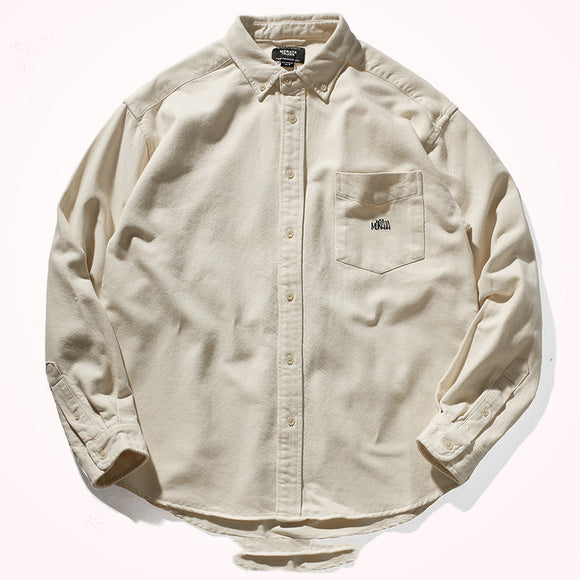 Camisa Suelta Hombre Retro Gruesa con Bolsillos - Tendencia Oversize