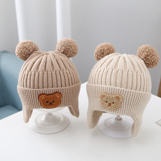 Gorro Bebé Calidez Orejeras Osito Tejido Lana Suave