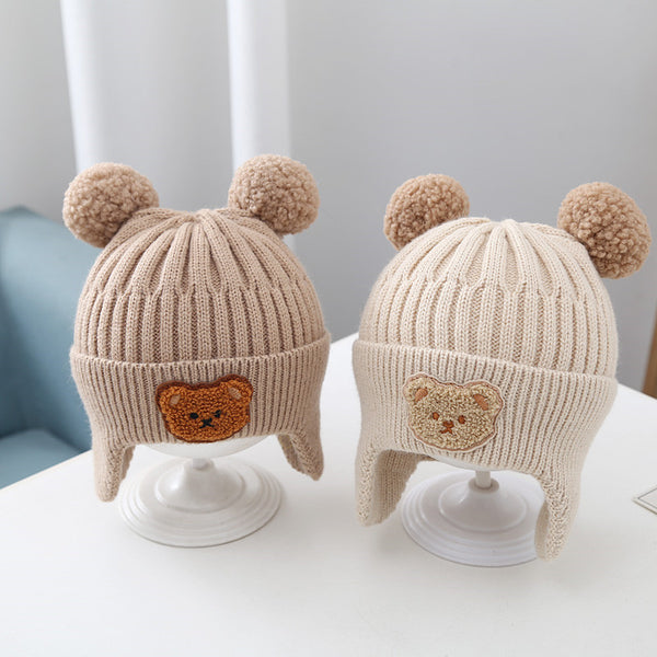 Gorro Bebé Calidez Orejeras Osito Tejido Lana Suave