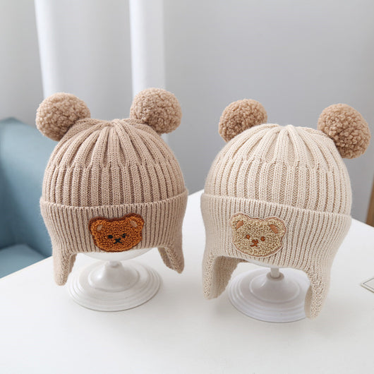 Gorro Bebé Calidez Orejeras Osito Tejido Lana Suave