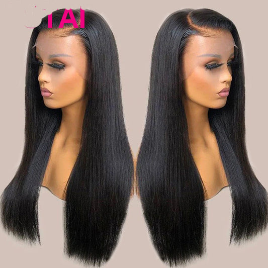 Peluca Lace Wig Cabello Natural Liso Negro Largo Medio - Image 2