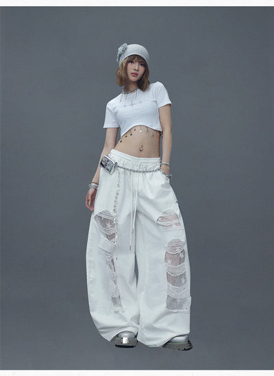 Pantalones Casuales Rotos con Parches Denim para Bailar - Image 15