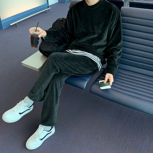 Conjunto Deportivo Casual para Hombre - Suéter y Chamarra de Color Sólido - Image 9