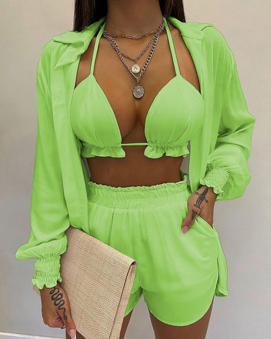Traje de Baño de Tres Piezas Estilo Playa para Mujer - Image 11
