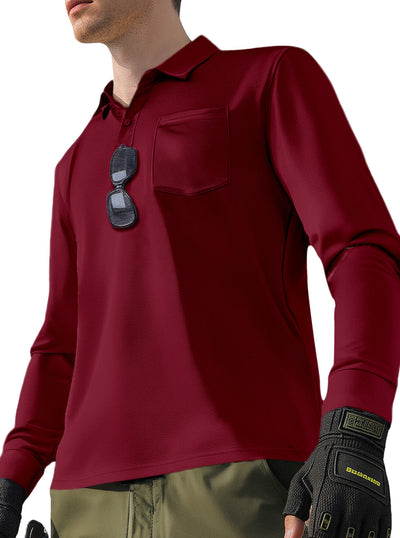 Polo Manga Larga Secado Rápido Color Sólido para Hombre - Image 19