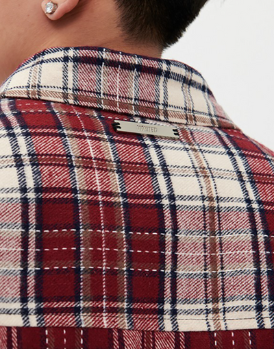 Chaqueta Camisa Cuadros Rojo Retro para Hombre - Casual Primavera con Cierre - Image 10