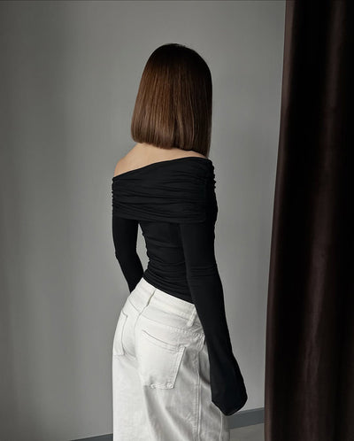 Blusa Ajustada Asimétrica Fuera del Hombro - Diseño Chica Atrevida - Image 12