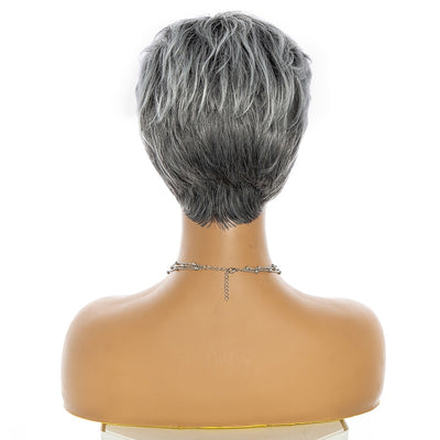 Peluca Corta Rizada Gris para Mujeres Maduras - Image 12