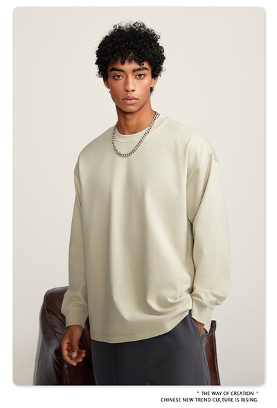 Camiseta Manga Larga Oversize para Hombre - Algodón Puro Otoño Invierno - Image 38