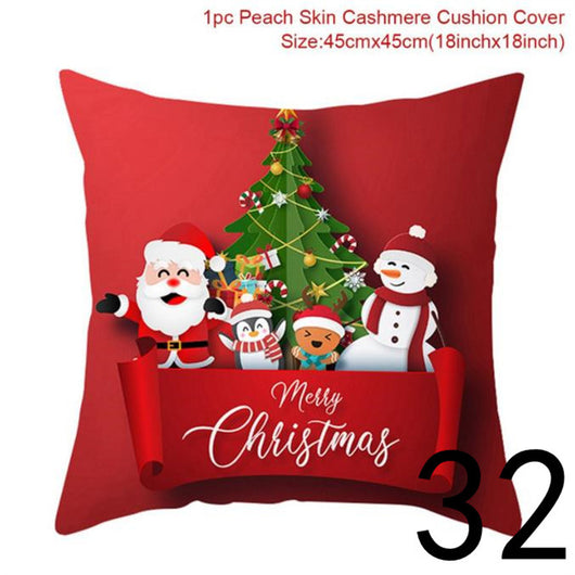 Funda de Almohada Navideña con Estampado Santa para Decoración del Hogar - Image 26