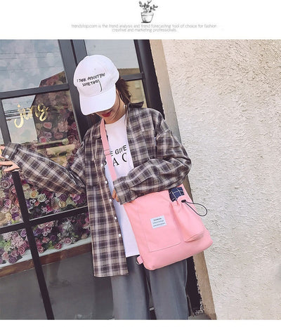 Mochila Estilo Harajuku con Bolsillos - Bolsa de Lona para Estudiantes y Mujeres - Image 21