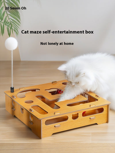 Juego Interactivo 3 en 1 para Gatos: Varita, Campanas y Laberinto - Image 8