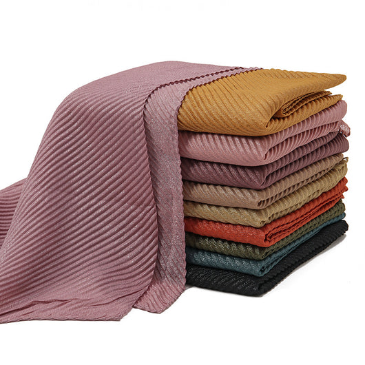 Pañoleta Suave de Poliéster Arrugado en Colores Lisos para Mujer - Image 3