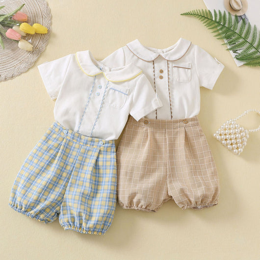 Conjunto Infantil Elegante: Camisa a Cuadros y Shorts - Image 5