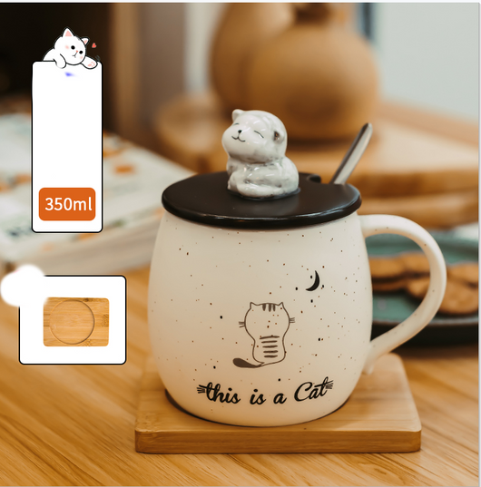 Taza de Cerámica con Tapa y Cucharilla para Café - Diseño Gato - Image 15