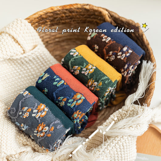 Calcetines Largos de Algodón Peinado con Diseño Floral para Otoño e Invierno - Image 12