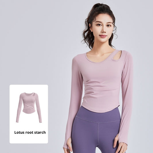 Top Deportivo Ajustado con Detalle Hueco y Fruncido para Pilates y Yoga