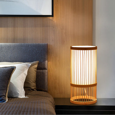 Lámpara Mesita de Noche Estilo Nórdico en Madera Maciza