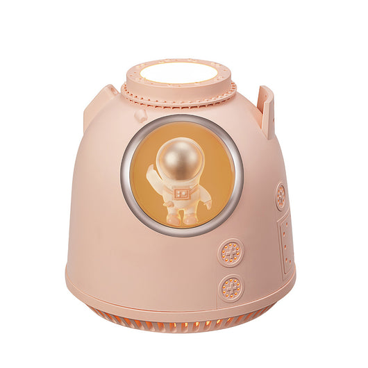 White spaceman humidifier with an orange-lit window featuring a small astronaut figure and a glowing top light. - Image 7