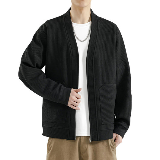 Cardigan Tipo Chaqueta Talla Grande para Hombre - Cierre de Cremallera - Image 5