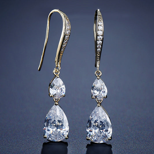Aretes de Zircón Gota de Agua RAKOL - Elegancia Simple para Toda Ocasión