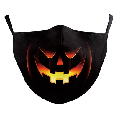 Black ear hook dust mask with white spiderweb pattern and small red spiders, perfect for Halloween. - Image 15
