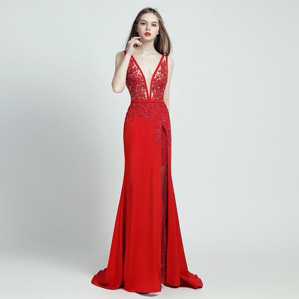 Vestido Largo de Encaje con Perlas - Estilo Temperamento Elegante - Image 4