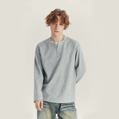 Playera Manga Media con Cierre para Hombre - Cuello Redondo Oversize Otoño - Image 5