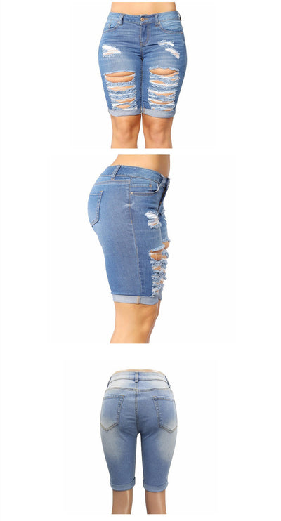 Pantalones Vaqueros Ajustados Levanta Glúteos con Rotos en Puños para Mujer - Image 8
