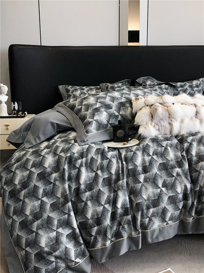 Juego de Cama de Algodón Pima de 4 Piezas Estampado - Image 8