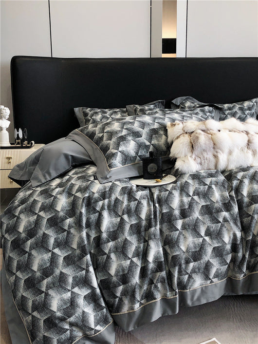 Juego de Cama de Algodón Pima de 4 Piezas Estampado - Image 8