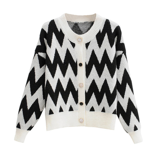 Suéter Chaqueta Manga Larga con Cuello Redondo y Contraste de Colores - Image 13