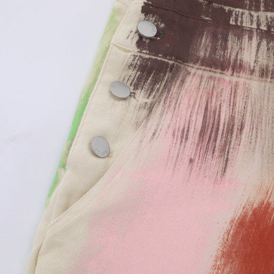 Pantalón Denim con Tirantes y Diseño Graffiti para Hombre - Image 4