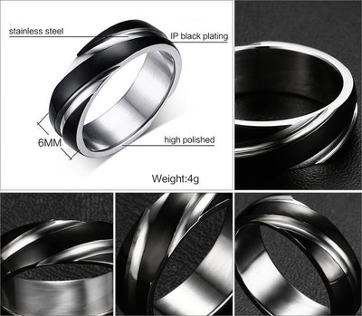 Anillo de Acero de Titanio Negro para Hombre con Diseño Twill - Image 9