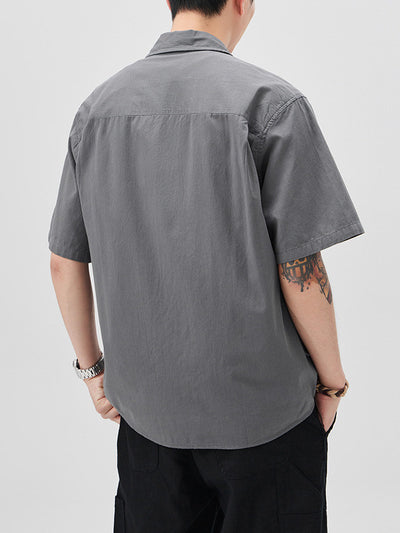 Camisa de Trabajo Retro Manga Corta para Hombre - Image 14