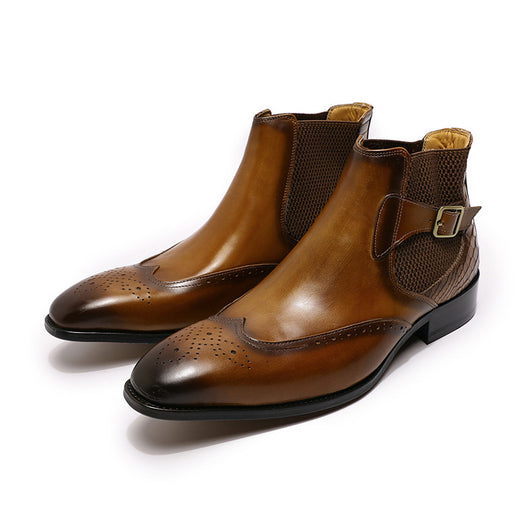 Botas Altas de Cuero para Hombre con Textura Grabada en Relieve - Image 4
