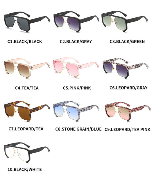 Black frame large rim hip hop sunglasses with gradient purple lenses and a gold-tone double bridge. - Image 25
