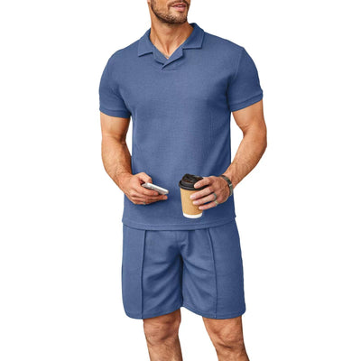 Set de 2 Polos Hombre Cuello V Manga Corta Estilo Waffle Casual - Image 14