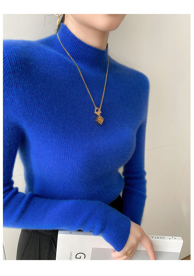 Polera Cuello Alto Cachemir Ajustada - Elegancia Minimalista para Otoño e Invierno - Image 19