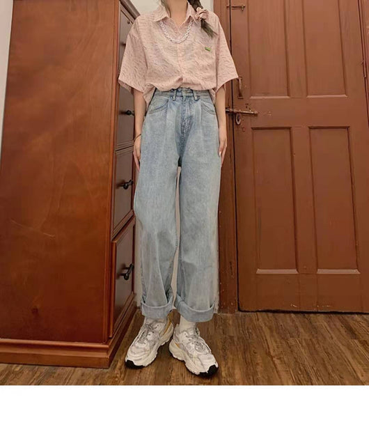 Pantalones Rectos Papá Anchos de Cintura Alta - Tendencia Suelta y Moderna