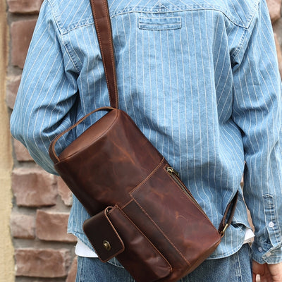 Bolso Bandolera Cuero Vintage Crazy Horse Estilo Minoritario - Image 6